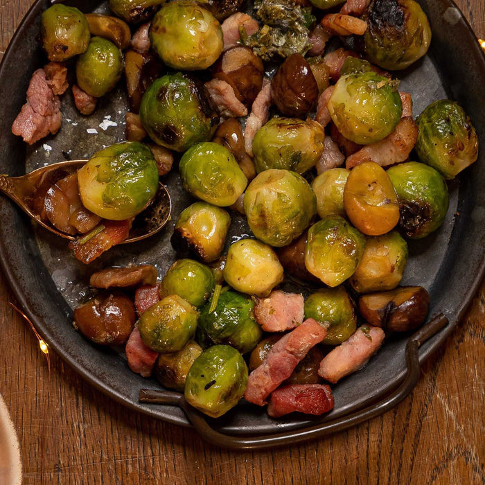 Maloneys Charred Brussel Sprouts with Chestnuts & Pancetta400g