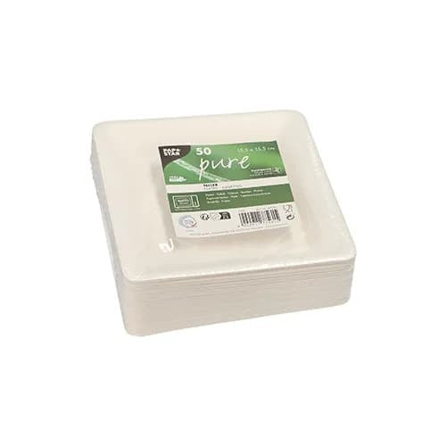 Pure Sugar Cane Square Plate 15.5cm 50 pk