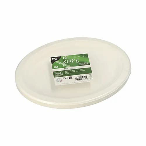 Pure Sugar Cane Oval White Plates 26x20cm 12pk