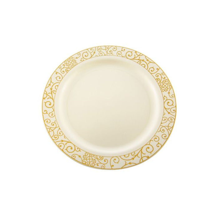 7" Luxi Plate - Gold Pattern Edge, pk 10
