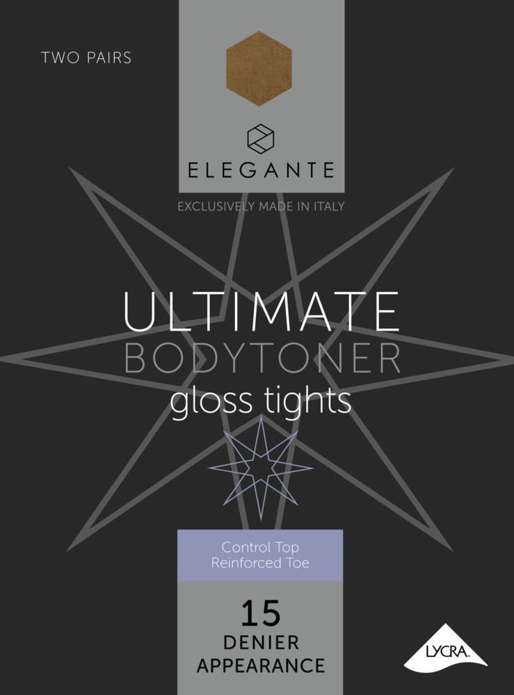 Elegante 15 Denier Bodytoner Tights Gloss Bronze Glow Small (2)