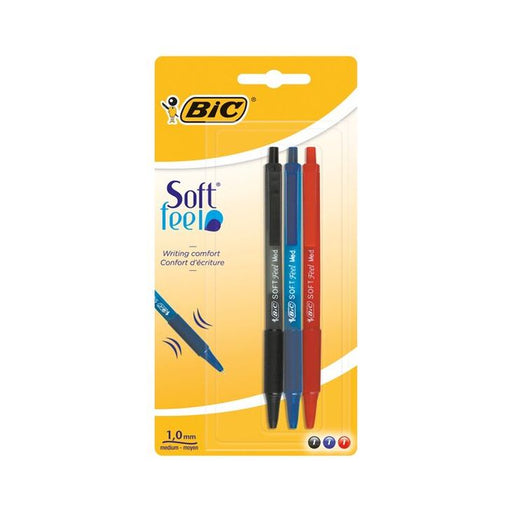 Bic Soft-feel Pens 3pk Assorted Colours