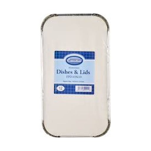 Foil Dish c/w Lid 19.5 x 10.3cm 12pk