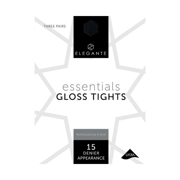 Elegante Essential Gloss Tights 3PP Barely Black 15 Denier (L)