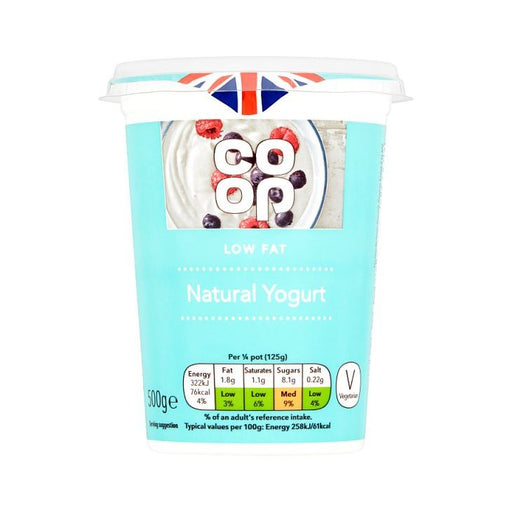 Co Op Low Fat Natural Yoghurt 500G