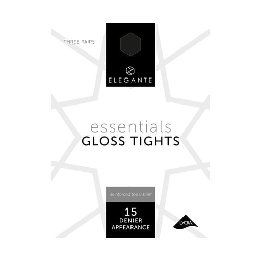 Elegante Essential 15 Denier Gloss Black Tights (XL) x 3