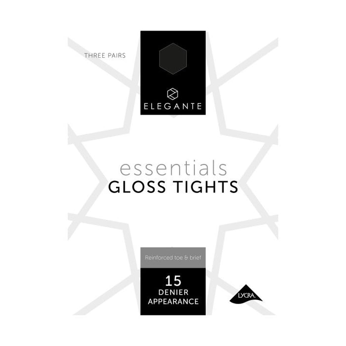 Elegante Essential 15 Denier Gloss Black Tights (S) x 3