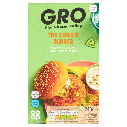 Co Op Gro Vegan Chicken Burger 2 x 120g