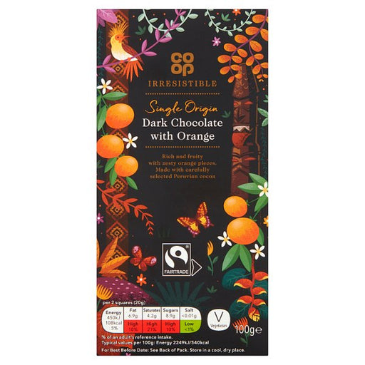 Co Op Irresistible Fairtrade Dark Chocolate 75% Orange