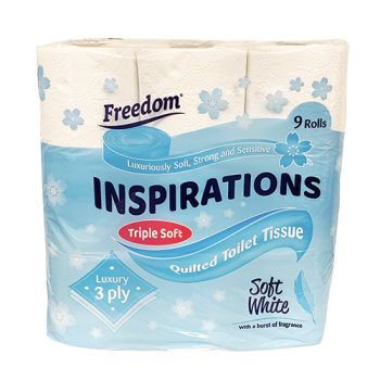 Freedom Inspirations 3 Ply White Soft Quilted Toilet Tissue Fragranced 9 pk