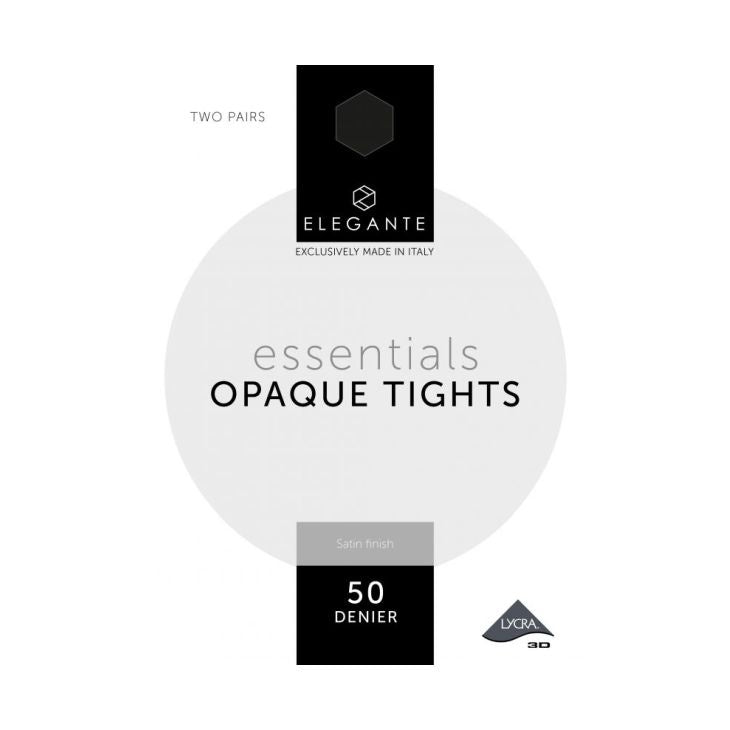 Elegante Essential Tights Black 50 Denier NS Small 2-Pack