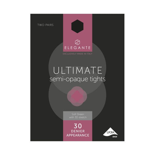 Elegante Ultimate 30 Denier Black Tights (M) x 2