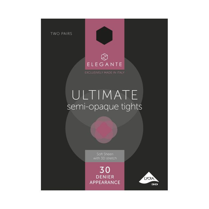 Elegante Ultimate 30 Denier Black Tights (M) x 2