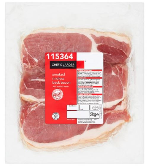 Chef's Larder Smoked Rindless Back Bacon 2kg