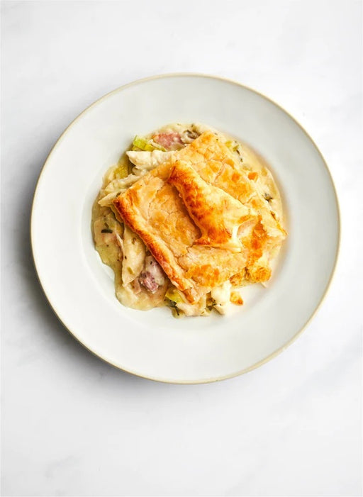 By Ruby British Free Range Chicken Leek and Bacon Pie feeds 2