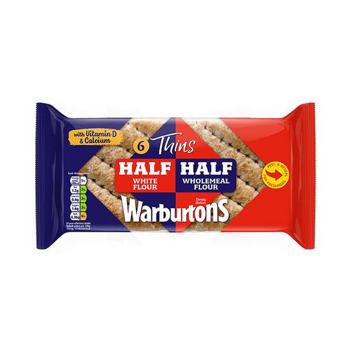 Warburtons Half & Half Sandwich Thins 6pk