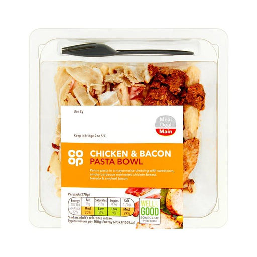 Co Op Chicken Bacon Sweetcorn Pasta Pot 270g