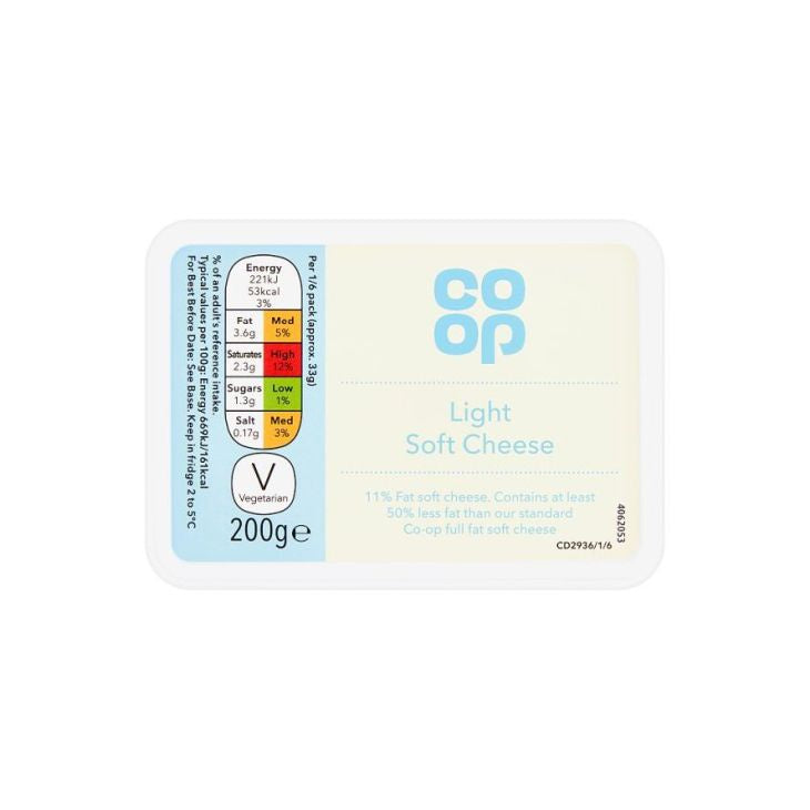 Co Op Light Soft Cheese 200g