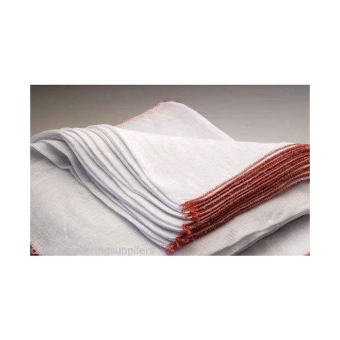 Large White Dishcloths with Red Edge