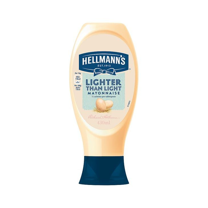 Hellmanns Lighter Than Light Squeezy Mayonnaise 430ml