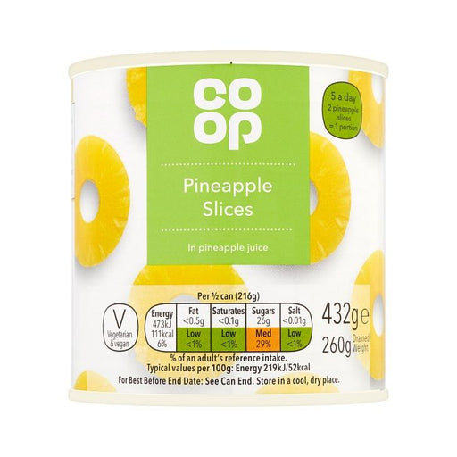Co Op Pineapple Slices in Juice 432g