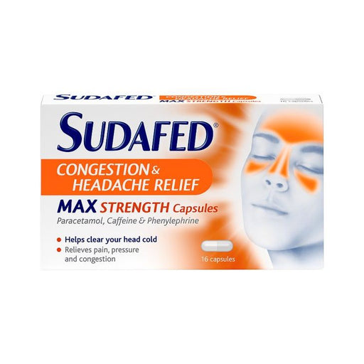 Sudafed Congestion & Headache Relief Max Strength Capsules (16)