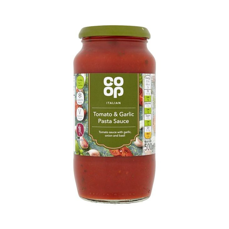 Co Op Tomato & Garlic Pasta Sauce 500g