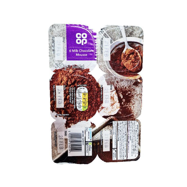 Co Op Chocolate Mousse 60g 6pk