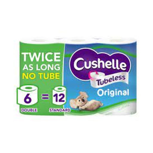 Cushelle Original Tubeless Double Roll Toilet Tissue 6pk