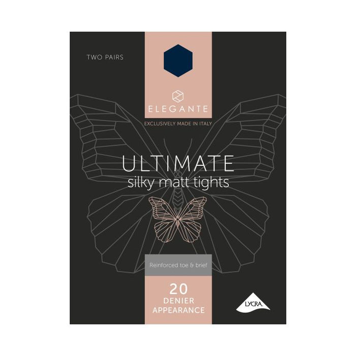 Elegante Ultimate 20 Denier Silky Matt Navy Tights (S) x 2