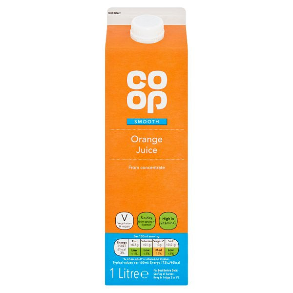 Co Op Orange Juice Smooth 1L