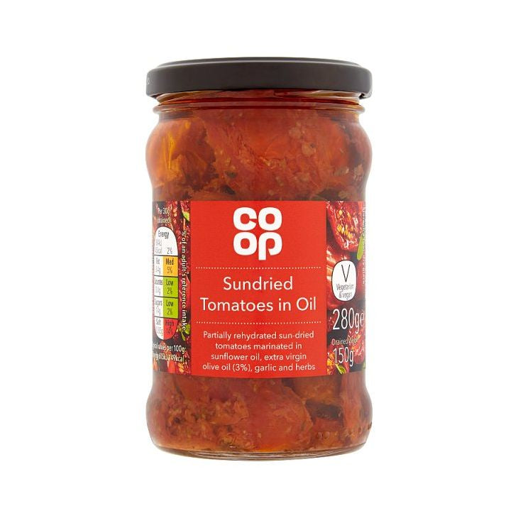 Co Op Sun Dried Tomatoes in Sunflower Oil & Extra Virgin Oil 280g
