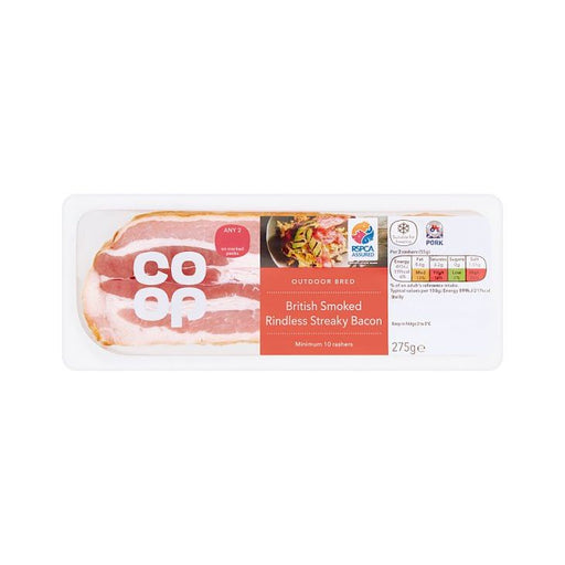 Co Op Smoked Streaky Bacon 275g 2for£5