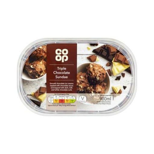 Co Op Triple Chocolate Sundae Ice Cream 900ml