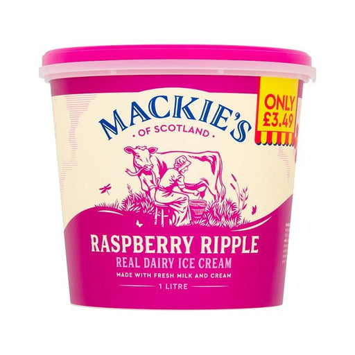 Mackies Raspberry Ripple Ice Cream 1ltr PM3.49